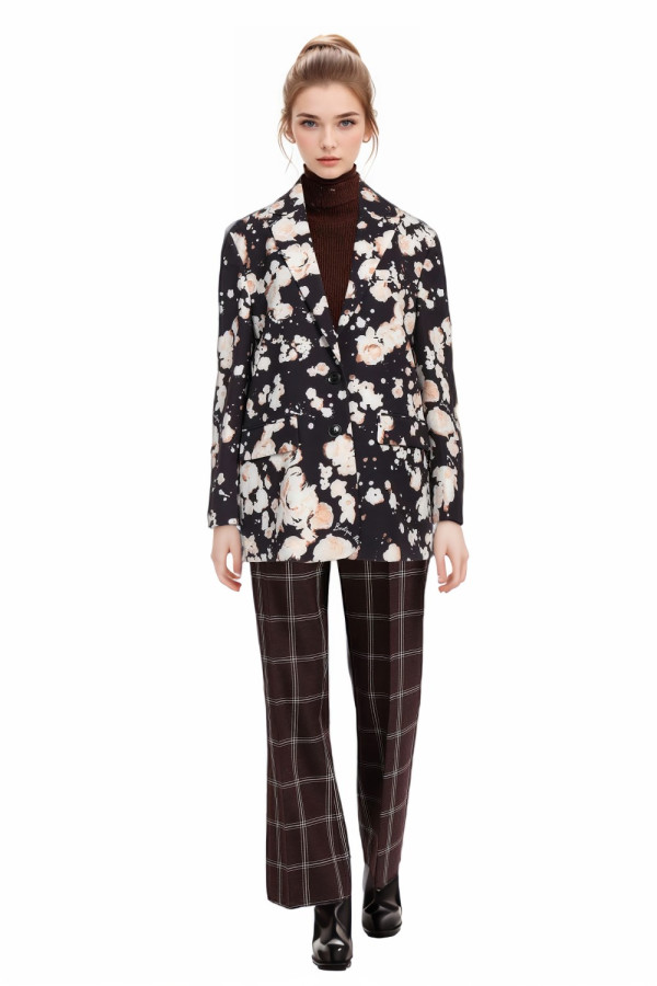 Oversized Printed Ponte Blazer