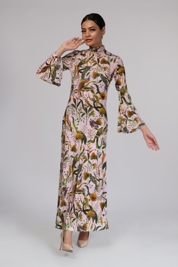 Annabels Printed Stretch Jersey Turtleneck Maxi Dress