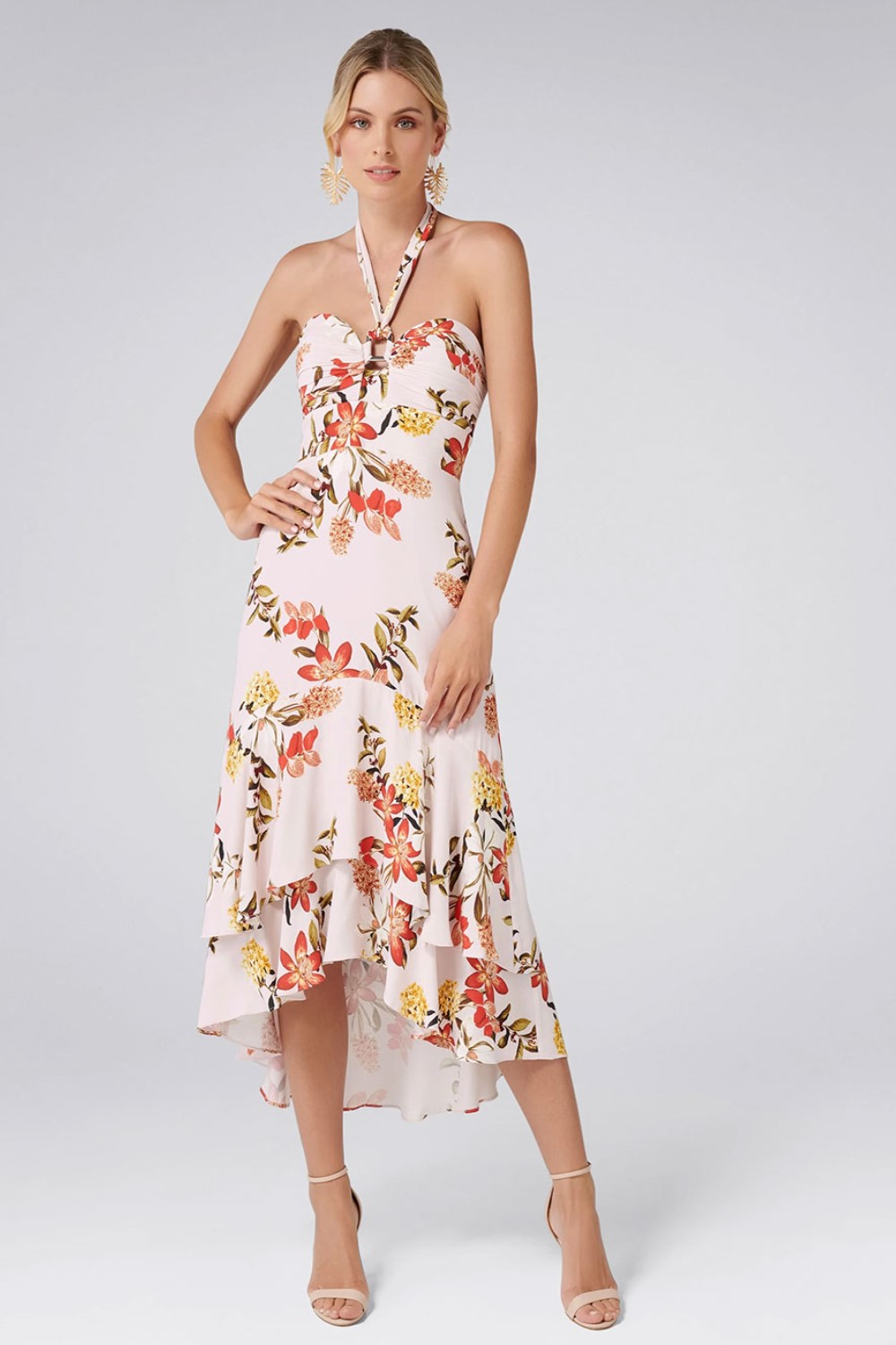 Moana Halter Neck Floral Dress