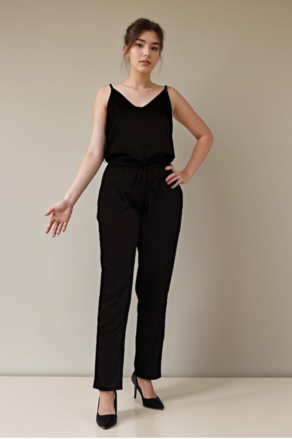 March Drawstring Jumpsuit Black